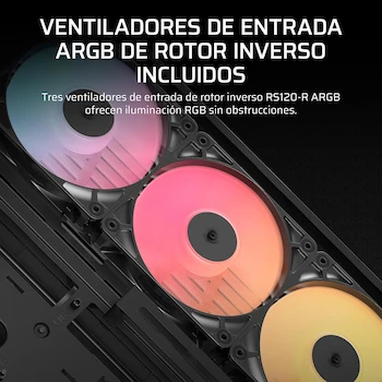 Imagen 5 de Corsair FRAME 4500X RS-R ARGB Caja de PC Semitorre con Cristal Panorámico, Negro, Modelo CC-9011314-WW, Dimensiones 478x246x499 mm, Peso 11.58 kg, Capacidad para Dos Radiadores de 360 mm, Incluye 3 Ventiladores RS120R ARGB 120mm