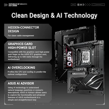 Imagen 2 de ASUS ROG Maximus Z890 Hero BTF Placa Base Motherboard ATX LGA 1851 Intel Z890 DDR5 Negro