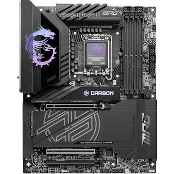 Imagen 2 de MSI MPG Z890 Carbon WiFi Placa Base Gaming ATX para Intel Core Ultra Series 2, Chipset Z890, Socket LGA 1851, Memoria hasta 256GB DDR5 4x UDIMM, Dimensiones 243.84 x 304.8 mm, Diseño Carbon