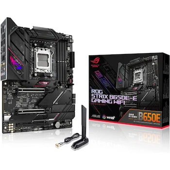 Imagen de referencia para ASUS ROG Strix B650E-E Gaming WiFi - Placa Base AMD Ryzen AM5 ATX, Color Negro, Modelo ROG STRIX B650E-E GAMING WIFI, Tamaño 30.5 x 24.4 cm, Peso 1.2 kg, ASIN B0BHHX6D19