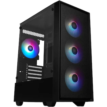 Imagen de referencia para GAME FACTOR CSG503 Gabinete Gamer Micro ATX Mini ITX Negro con Ventana Lateral Cristal Templado RGB