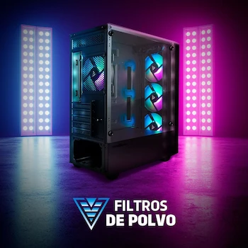 Imagen 4 de GAME FACTOR CSG503 Gabinete Gamer Micro ATX Mini ITX Negro con Ventana Lateral Cristal Templado RGB