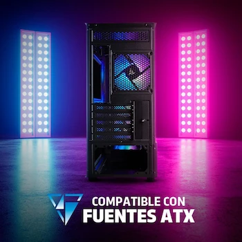 Imagen 5 de GAME FACTOR CSG503 Gabinete Gamer Micro ATX Mini ITX Negro con Ventana Lateral Cristal Templado RGB