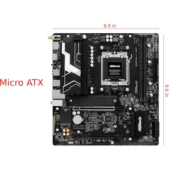 Imagen 2 de ASRock B850M-X R2.0 Micro-ATX AM5 Motherboard, AMD B850 Chipset, for AMD Ryzen 9000/8000/7000 Series Processors, 2x DDR5 DIMM Slots up to 128GB, Color Black/White, Size 244mm x 244mm