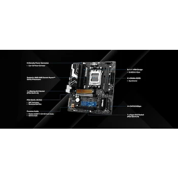 Imagen 5 de ASRock B850M-X R2.0 Micro-ATX AM5 Motherboard, AMD B850 Chipset, for AMD Ryzen 9000/8000/7000 Series Processors, 2x DDR5 DIMM Slots up to 128GB, Color Black/White, Size 244mm x 244mm