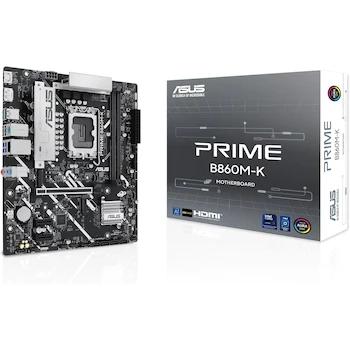 Imagen de referencia para ASUS Prime B860M-K Placa Base Motherboard Intel LGA 1851 Socket B860 Chipset mATX Micro ATX Form Factor DDR5 Memoria Serie Prime con Aura Sync RGB