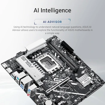 Imagen 2 de ASUS Prime B860M-K Placa Base Motherboard Intel LGA 1851 Socket B860 Chipset mATX Micro ATX Form Factor DDR5 Memoria Serie Prime con Aura Sync RGB