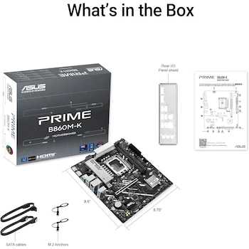 Imagen 5 de ASUS Prime B860M-K Placa Base Motherboard Intel LGA 1851 Socket B860 Chipset mATX Micro ATX Form Factor DDR5 Memoria Serie Prime con Aura Sync RGB