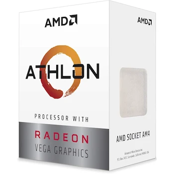 Imagen de referencia para AMD Procesador Athlon 3000G YD3000C6FHBOX con Gráficos Radeon Vega 3, Socket AM4, Mediano, Blanco