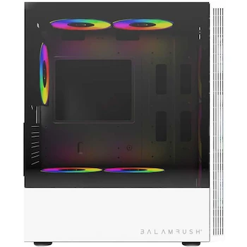 Imagen 2 de Balam Rush Gabinete Gamer Mini Torre NYX GI730 MAX MB M-ATX 280 mm Panel Izq Cristal + Frente Solido Blanco