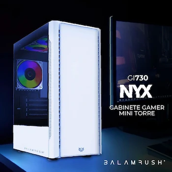 Imagen 5 de Balam Rush Gabinete Gamer Mini Torre NYX GI730 MAX MB M-ATX 280 mm Panel Izq Cristal + Frente Solido Blanco