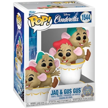 Imagen de referencia para Funko Pop! Disney Cinderella's 75th Anniversary Jaq and Gus Gus in Teacup Vinyl Figure #1544 ASIN B0D199GHLV Size 4.5 inches