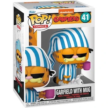 Imagen de referencia para Funko Pop! Comics: Garfield - Garfield with Mug Vinyl Figure #41 #80162, Multicolor Orange Black-Striped, 3.75 inches (9.5 cm) tall, Model B0CLFM3PBN, ASIN B0CLFM3PBN