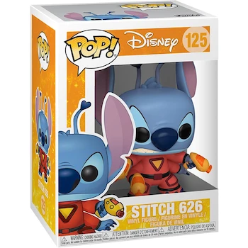 Imagen de referencia para Funko POP! Disney: Lilo & Stitch - Stitch 626 (Experiment 626) in Spacesuit with 6 Limbs and Laser Guns Vinyl Figure #125, Model 4671, Multicolor (Blue Stitch, Red Spacesuit), Size 3.75 inches (9.5 cm), Dimensions 3.5 x 3.5 x 3.75 inches