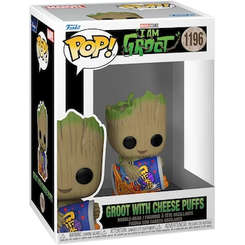 Imagen 2 de Funko Pop! Marvel Guardians of the Galaxy Groot con Cheese Puffs - 1/6 Odds Rare Chase Variant - Groot Shorts - Figura de Vinilo Coleccionable