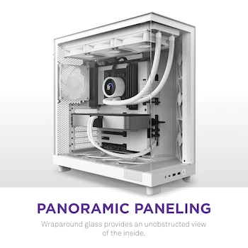 Imagen 2 de NZXT H6 Flow CC-H61FW-01 Compact Dual-Chamber Mid-Tower ATX Case Blanco White