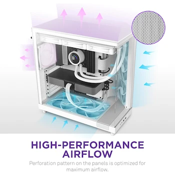 Imagen 5 de NZXT H6 Flow CC-H61FW-01 Compact Dual-Chamber Mid-Tower ATX Case Blanco White