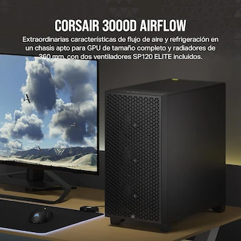 Imagen 2 de Corsair 3000D Airflow Chasis para PC Semitorre ATX Mid-Tower - Negro