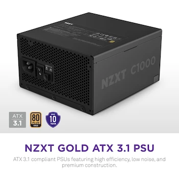 Imagen 2 de NZXT C1000 Fuente de Poder 1000W 80 Plus Gold ATX 3.1 Modular Negro