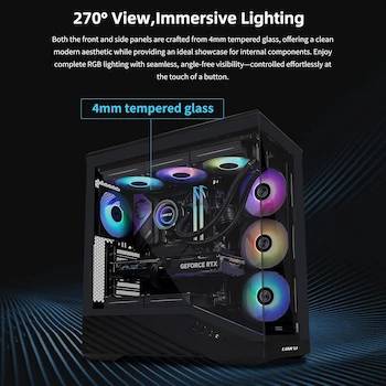 Imagen 4 de Lian Li Vector V100 Black – ARGB Full Tower ATX/mATX/ITX Case Pro Gaming Look