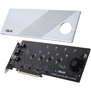 Imagen 3 de ASUS Hyper M.2 x16 Gen 4 PCIe 4.0/3.0 Expansion Card for 4x M.2 NVMe Devices (2242/2260/2280/22110) for AMD TRX40/X570 and Intel X299/Z390/Z370 Platforms