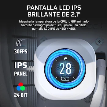 Imagen 3 de CORSAIR NAUTILUS 360 RS LCD Refrigeración Líquida CPU AIO 360mm Pantalla LCD IPS 2.1" Blanco con Ventiladores RS120 Daisy-Chain Intel LGA 1851/1700 AMD AM5/AM4