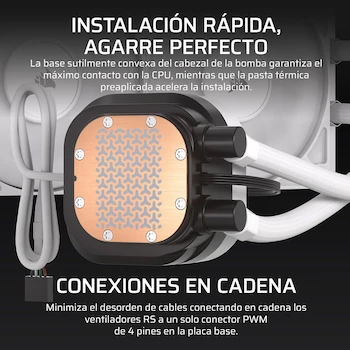 Imagen 4 de CORSAIR NAUTILUS 360 RS LCD Refrigeración Líquida CPU AIO 360mm Pantalla LCD IPS 2.1" Blanco con Ventiladores RS120 Daisy-Chain Intel LGA 1851/1700 AMD AM5/AM4