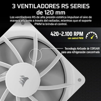 Imagen 5 de CORSAIR NAUTILUS 360 RS LCD Refrigeración Líquida CPU AIO 360mm Pantalla LCD IPS 2.1" Blanco con Ventiladores RS120 Daisy-Chain Intel LGA 1851/1700 AMD AM5/AM4