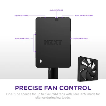 Imagen 3 de NZXT Control Hub AC-CRFR1-B1 - Iluminación RGB Digital y Controlador PWM para hasta 5 Ventiladores o 4 Single-Frame Fans - Matte Black