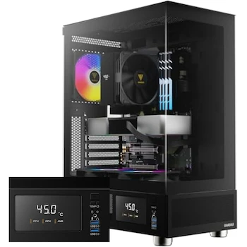 Imagen de referencia para GAMDIAS ATLAS E1 Black ATX Mid Tower Carcasa para PC con Vidrio Templado y LCD