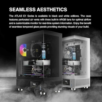 Imagen 2 de GAMDIAS ATLAS E1 Black ATX Mid Tower Carcasa para PC con Vidrio Templado y LCD