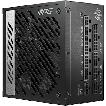 Imagen de referencia para MSI MPG A1000G PCIE 5 & ATX 3.0 Fuente de alimentación para Juegos, Color Negro, Modelo MPG A1000G, Serie MPG, Capacidad 1000W, Formato ATX, Tamaño 29.21 x 24.13 x 13.72 cm
