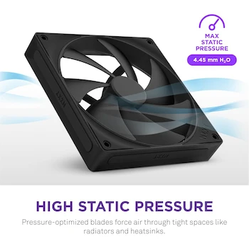 Imagen 2 de NZXT F120P - Ventiladores de Presión Estática de 120 mm, Paquete Individual, Color Negro
