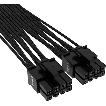 Imagen 2 de Corsair Premium PCIe 5.0 600W Cable PSU Gen 5 12VHPWR Type-4 Doble 8 Pin a 12+4 Pin Fundas Paracord Malla Negro