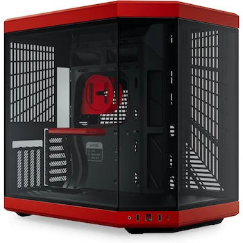 Imagen de referencia para HYTE Y70 Funda para PC ATX Mid-Tower de Vidrio Templado Panorámico Doble Cámara con Cable Elevador PCIe 4.0 Incluido, Modelo CS-HYTE-Y70-BR, Color Rojo