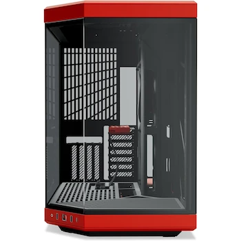 Imagen 2 de HYTE Y70 Funda para PC ATX Mid-Tower de Vidrio Templado Panorámico Doble Cámara con Cable Elevador PCIe 4.0 Incluido, Modelo CS-HYTE-Y70-BR, Color Rojo