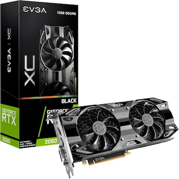 Imagen de referencia para EVGA GeForce RTX 2060 12GB XC Black Gaming, 12G-P4-2261-KR, 12GB GDDR6, Ventiladores Duales, Placa Trasera de Metal