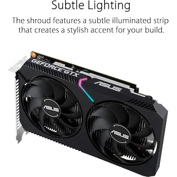 Imagen 4 de ASUS Dual NVIDIA GeForce GTX 1650 MINI OC CSM Tarjeta de Video Modelo DUAL-GTX1650-O4GD6-MINI-CSM 4GB GDDR6 Color Negro con Iluminación RGB Tamaño MINI 20 x 12.4 x 3.9 cm Serie Dual