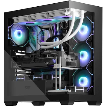 Imagen de referencia para darkFlash DS900 ATX Mid-Tower PC Case, Full View Dual Tempered Glass, 4 PWM ARGB Fans Pre-Installed, Type C Port, Black