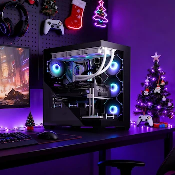 Imagen 2 de darkFlash DS900 ATX Mid-Tower PC Case, Full View Dual Tempered Glass, 4 PWM ARGB Fans Pre-Installed, Type C Port, Black