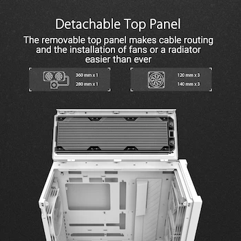 Imagen 4 de ASUS TUF Gaming GT302 ARGB White Edition ATX Mid-Tower PC Case, Supports EATX (12"x10.9")/ATX/Micro-ATX/Mini-ITX, Dimensions 235x520x485mm, Drive Bays: 2x2.5", 2x2.5"/3.5" Combo, Expansion Slots: 8 + 3 Vertical