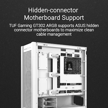 Imagen 5 de ASUS TUF Gaming GT302 ARGB White Edition ATX Mid-Tower PC Case, Supports EATX (12"x10.9")/ATX/Micro-ATX/Mini-ITX, Dimensions 235x520x485mm, Drive Bays: 2x2.5", 2x2.5"/3.5" Combo, Expansion Slots: 8 + 3 Vertical