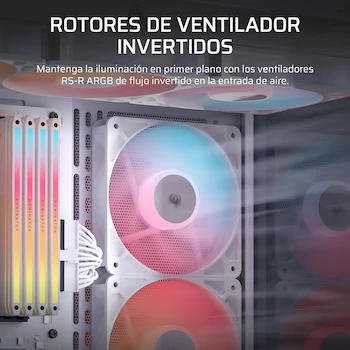 Imagen 3 de Corsair RS120-R ARGB 120mm PWM Ventilador Flujo Inverso – Conexiones ARGB de +5V, 8 LED RGB, Cadena Daisy, 120 x 120 x 25 mm, Pack de 3 – Blanco, Modelo CO-9050197-WW, ASIN B0F8QXB9DG