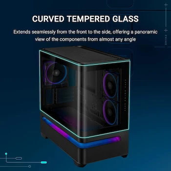 Imagen 2 de Carcasa para PC ASUS Prime AP202 TG ARGB Negro, Torre Mediana, Compatible con Micro ATX, con Vidrio Templado y Acero Inoxidable