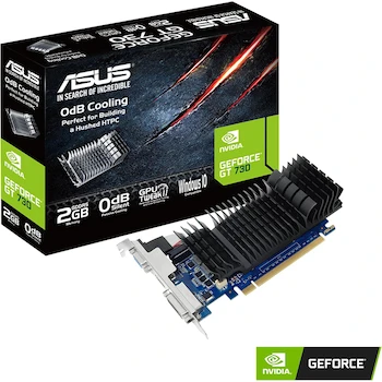 Imagen 2 de Asus GeForce GT 730 GT730-SL-2GD5-BRK Tarjeta Gráfica NVIDIA 2GB GDDR5 Perfil Bajo Low Profile para HTPC Silenciosa con Soportes de Puerto I/O