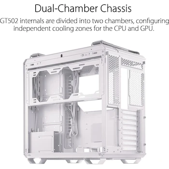 Imagen 2 de ASUS TUF Gaming GT502 White Mid-Tower ATX Case con Paneles de Vidrio Templado (TG), Soporte M-ATX/ATX/Mini-ITX, Dual Chamber