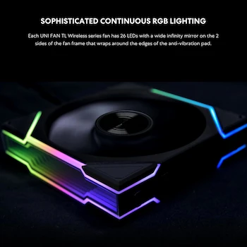 Imagen 5 de Lian Li UNI Fan TL Wireless 120mm Ventilador ARGB Triple Pack con Controlador Inalámbrico 2.4 GHz, Color Negro, Modelo 12TL1W3B, Serie UNI Fan TL
