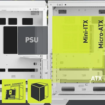 Imagen 3 de MSI MAG PANO 100L PZ White - Funda de PC para Juegos de Torre Media Premium - Panel Lateral de Vidrio Templado - Caja de Color Blanco