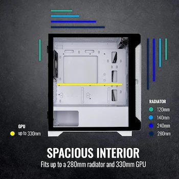 Imagen 4 de Thermaltake S100 TG Snow - Carcasa Micro Torre MicroATX con Vidrio Templado, Ventilador Trasero 120 mm Preinstalado, Modelo CA-1Q9-00S6WN-00, Color Blanco