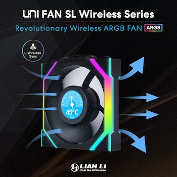 Imagen 2 de Lian Li Uni Fan SL LCD Inalámbrico 120mm ARGB - Ventilador con Visualización LCD de 1.6" - Control Inalámbrico 2.4 GHz - Negro